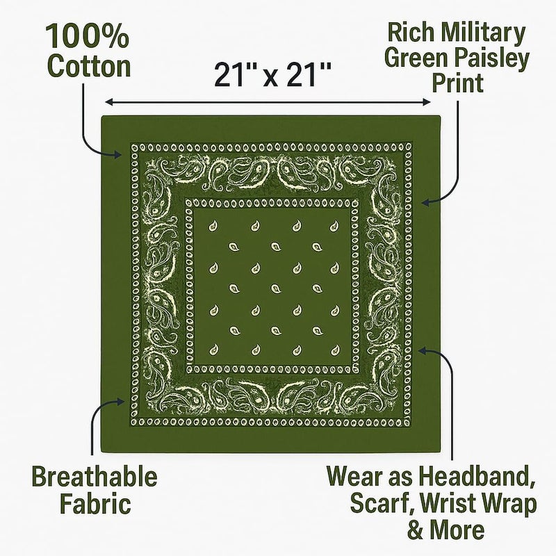 SUNRIBE 3 Pack Paisley Bandanas – 100% Cotton Square 21x21 Head Wrap, Headband, Face Cover, Neck Scarf for Men & Women - Image 3